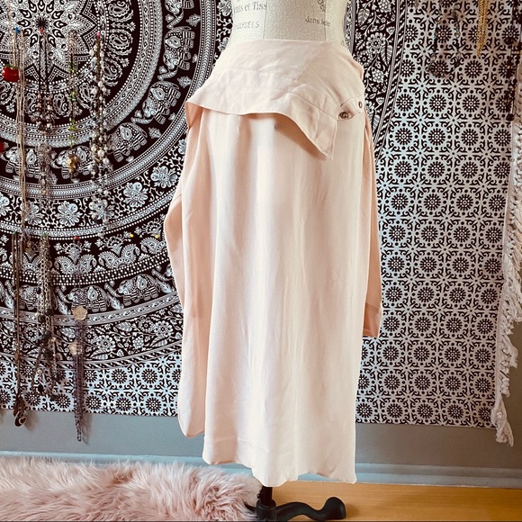 FAITH CONNEXION 🆕 Midi Skirt Pink Quartz Silk M lightweight asymmetric cutout - Picture 4 of 8